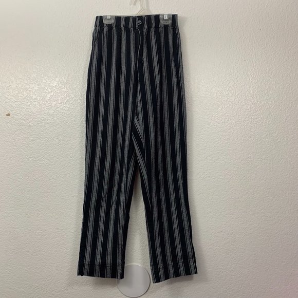 Brandy Melville High Rise Striped Tilden Pants Slim Straight Ankle Crop - Picture 2 of 11